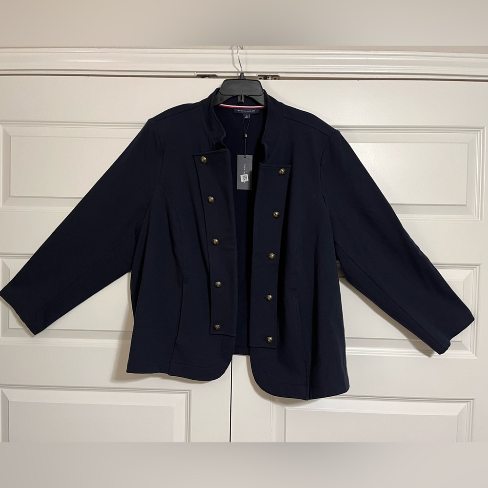 Tommy Hilfiger Navy Blue Women’s Plus Size Military Band Jacket Sz 3X NWT $119